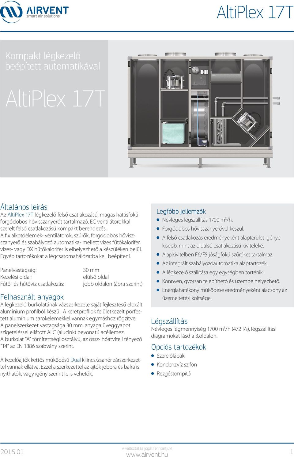 AltiPlex 17T. AltiPlex 17T. Kompakt légkezelő beépített automatikával - PDF  Free Download