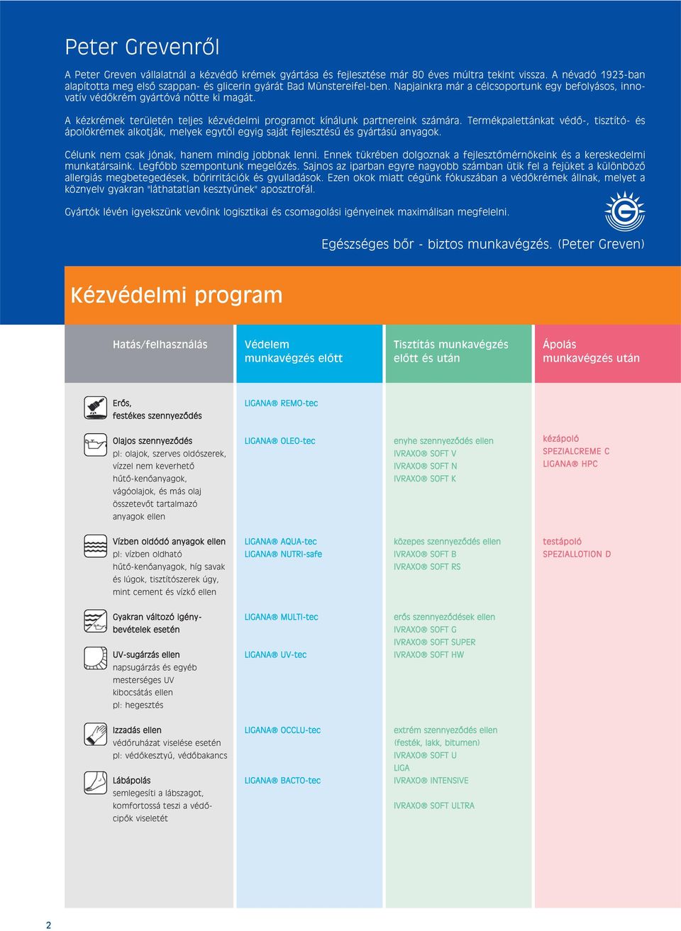 A kézkrémek területén teljes kézvédelmi programot kínálunk partnereink számára. Termékpalettánkat védõ-, tisztító- és ápolókrémek alkotják, melyek egytõl egyig saját fejlesztésû és gyártású anyagok.