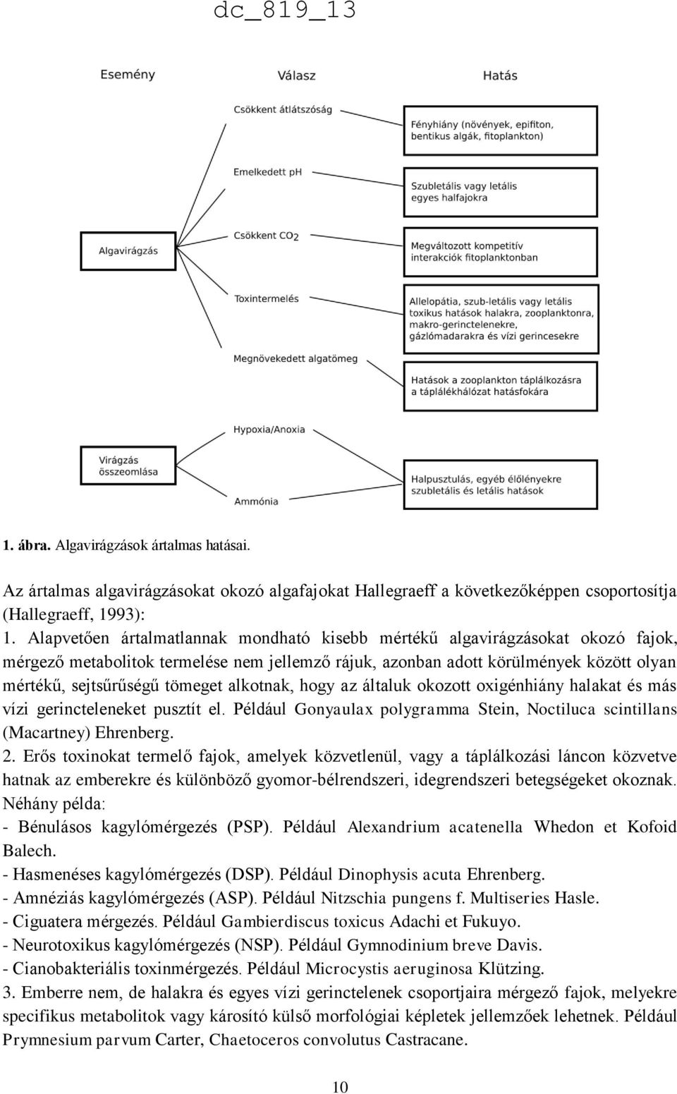 alkotnak, hogy az általuk okozott oxigénhiány halakat és más vízi gerincteleneket pusztít el. Például Gonyaulax polygramma Stein, Noctiluca scintillans (Macartney) Ehrenberg. 2.