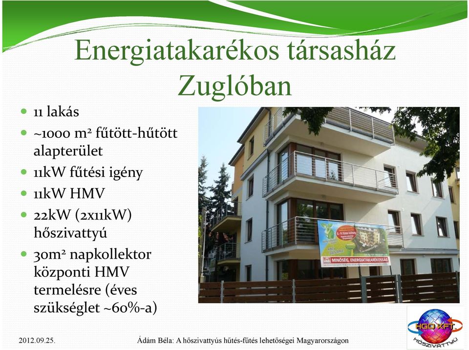 HMV 22kW (2x11kW) hőszivattyú 30m 2 napkollektor