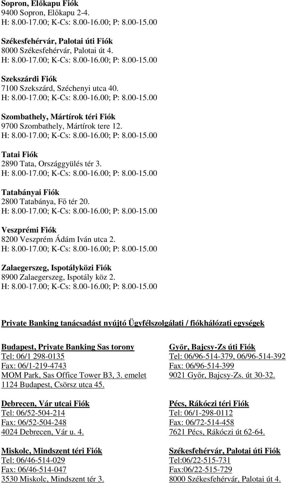 Zalaegerszeg, Ispotályközi Fiók 8900 Zalaegerszeg, Ispotály köz 2.