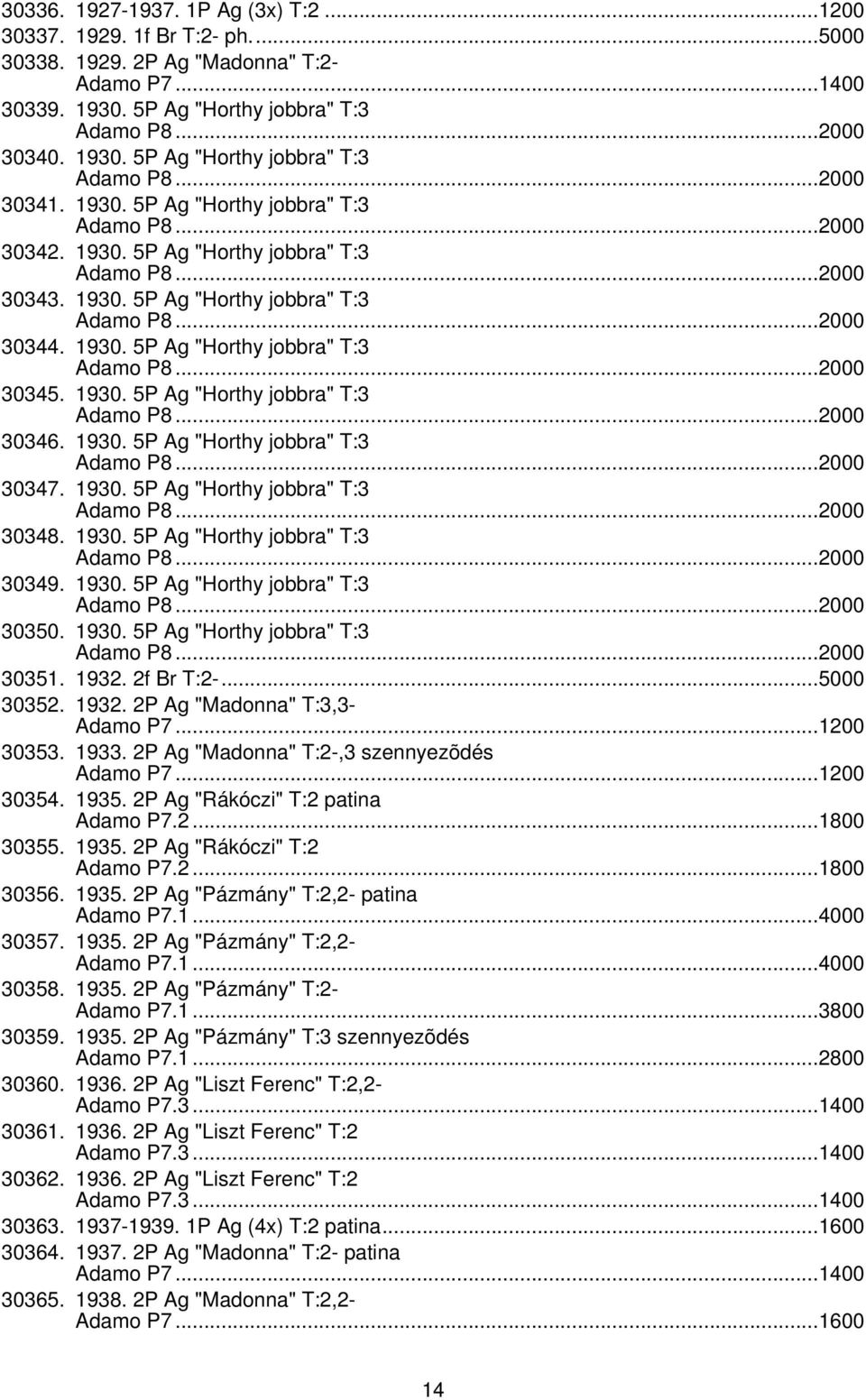 1930. 5P Ag "Horthy jobbra" T:3 Adamo P8...2000 30346. 1930. 5P Ag "Horthy jobbra" T:3 Adamo P8...2000 30347. 1930. 5P Ag "Horthy jobbra" T:3 Adamo P8...2000 30348. 1930. 5P Ag "Horthy jobbra" T:3 Adamo P8...2000 30349.