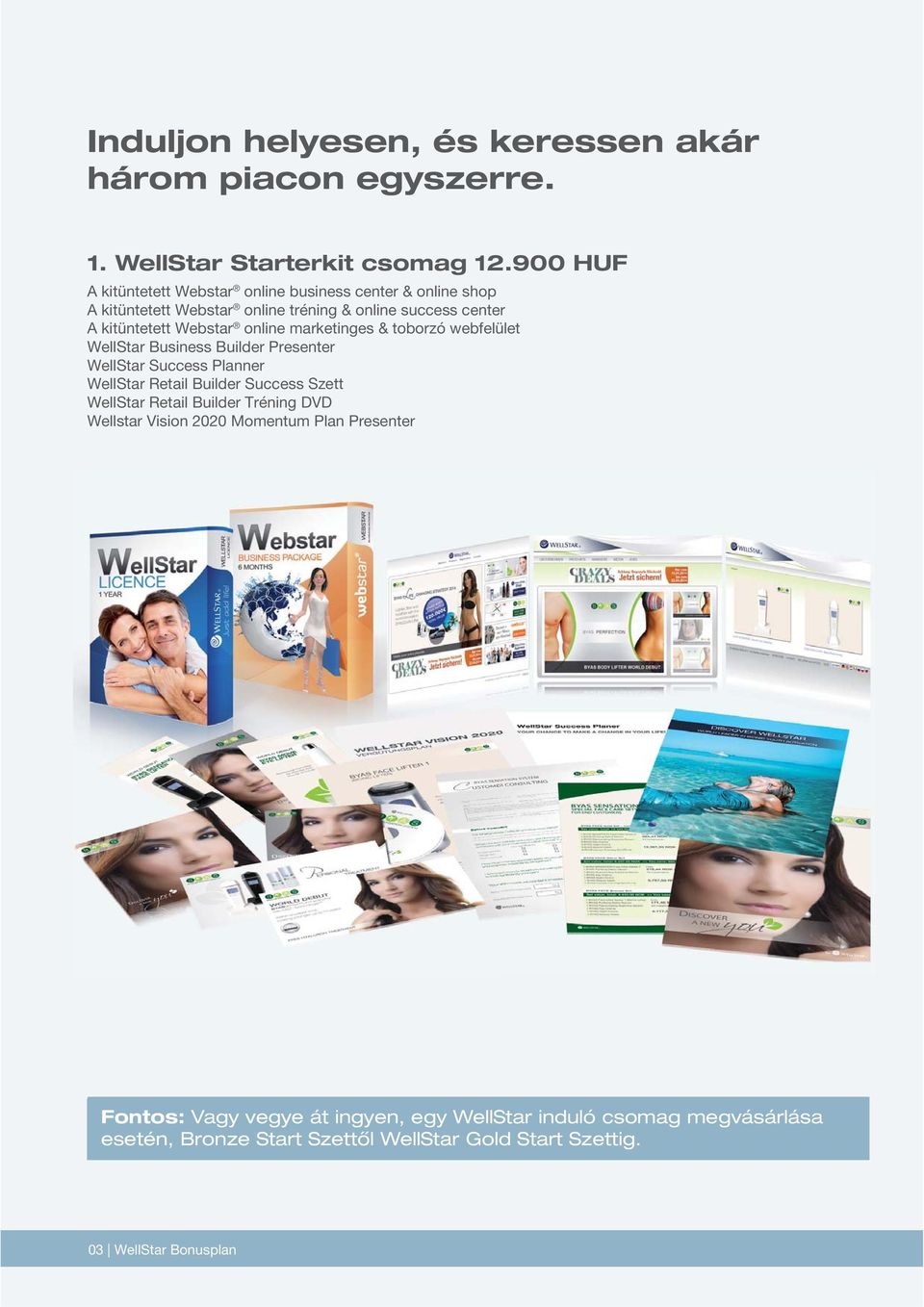 online marketinges & toborzó webfelület WellStar Business Builder Presenter WellStar Success Planner WellStar Retail Builder Success Szett WellStar