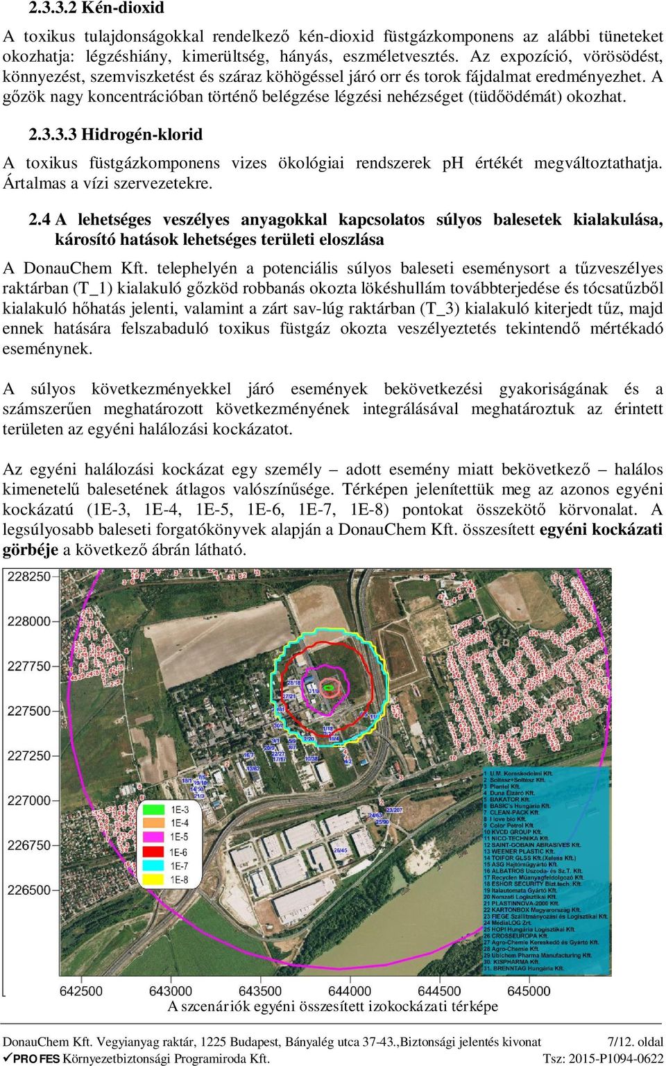 A zök nagy koncentrációban történ belégzése légzési nehézséget (tüd ödémát) okozhat. 2.3.3.3 Hidrogén-klorid A toxikus füstgázkomponens vizes ökológiai rendszerek ph értékét megváltoztathatja.