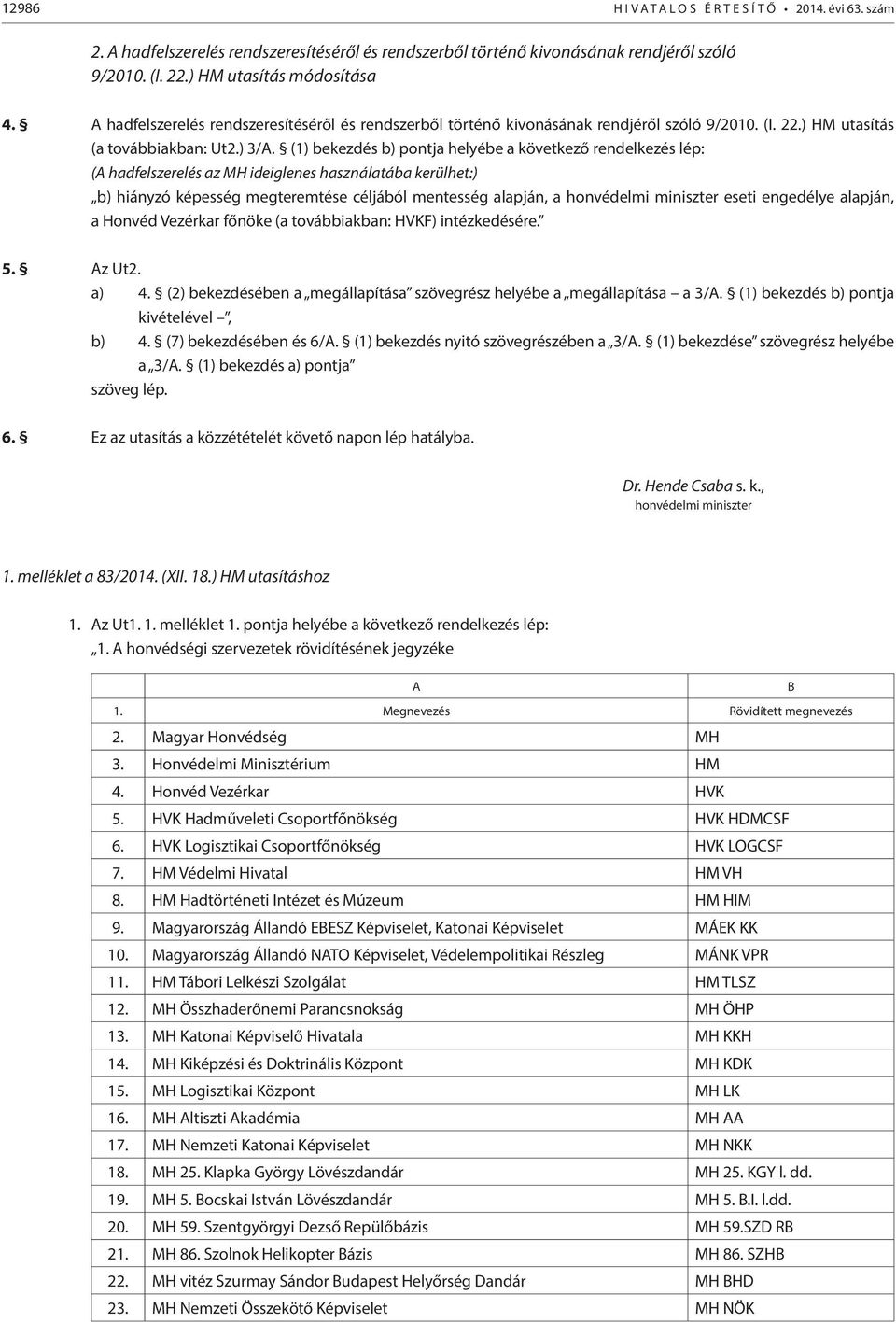 (1) bekezdés b) pontja helyébe a következő rendelkezés lép: (A hadfelszerelés az MH ideiglenes használatába kerülhet:) b) hiányzó képesség megteremtése céljából mentesség alapján, a honvédelmi