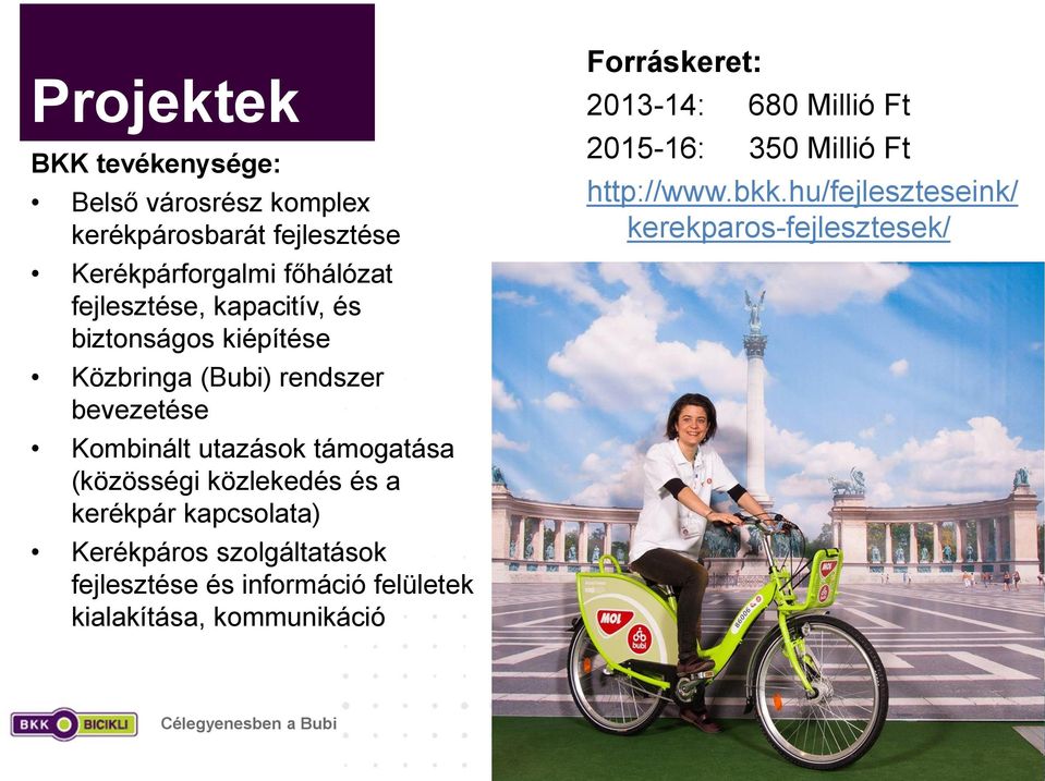 közlekedés és a kerékpár kapcsolata) Kerékpáros szolgáltatások fejlesztése és információ felületek kialakítása,