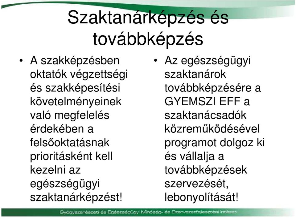 egészségügyi szaktanárképzést!