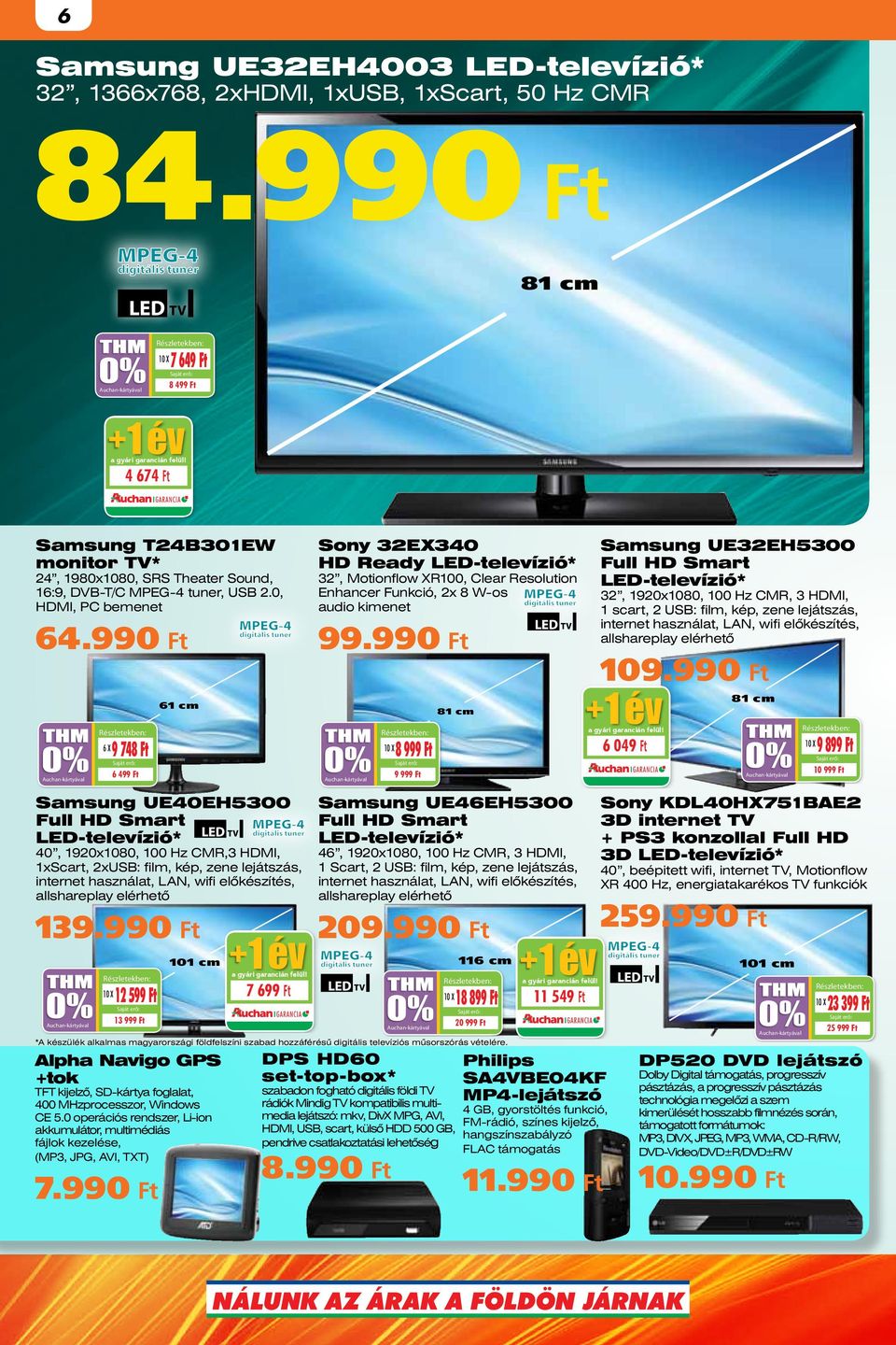 990 Sony 32EX340 HD Ready 32, Motionflow XR100, Clear Resolution Enhancer Funkció, 2x 8 W-os audio kimenet 9 748 40, 1920x1080, 100 Hz CMR,3 HDMI, 1xScart, 2xUSB: film, kép, zene lejátszás, internet