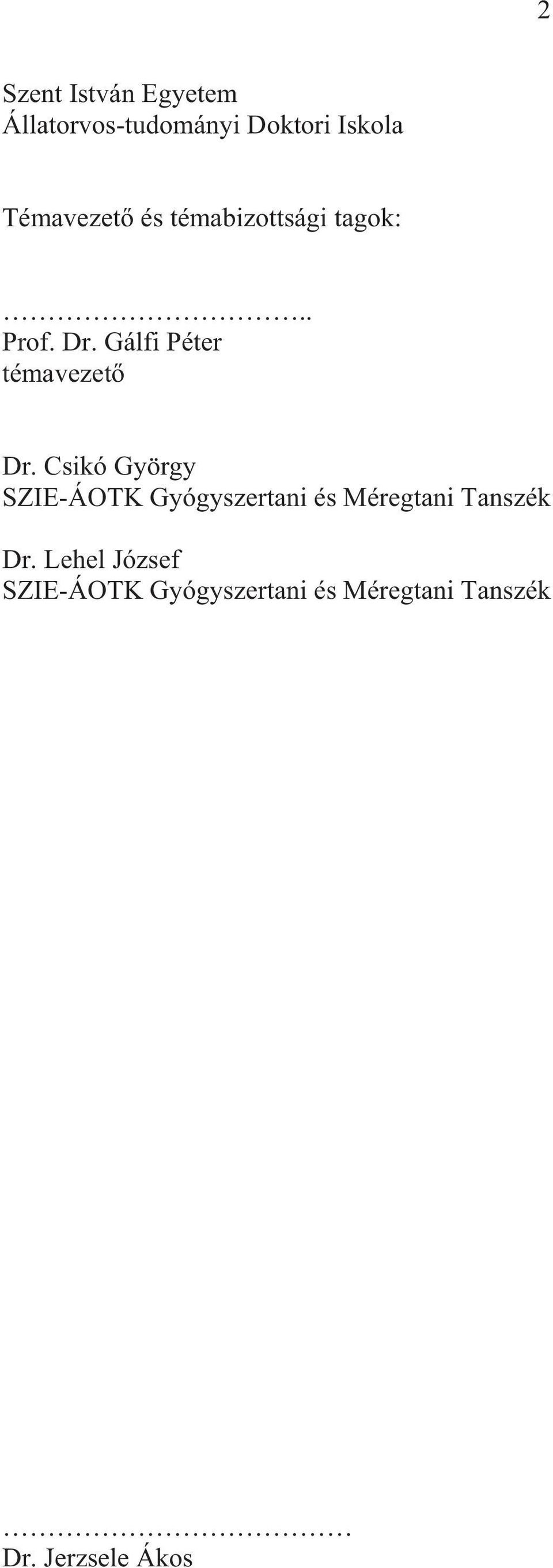 Gálfi Péter témavezet Dr.