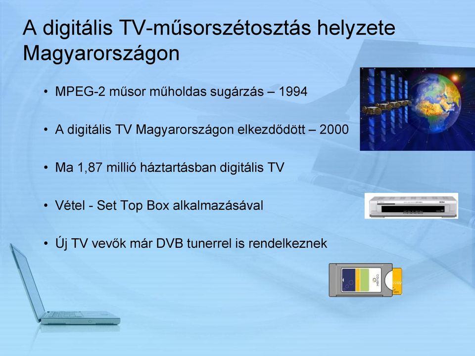 elkezdődött 2000 Ma 1,87 millió háztartásban digitális TV Vétel