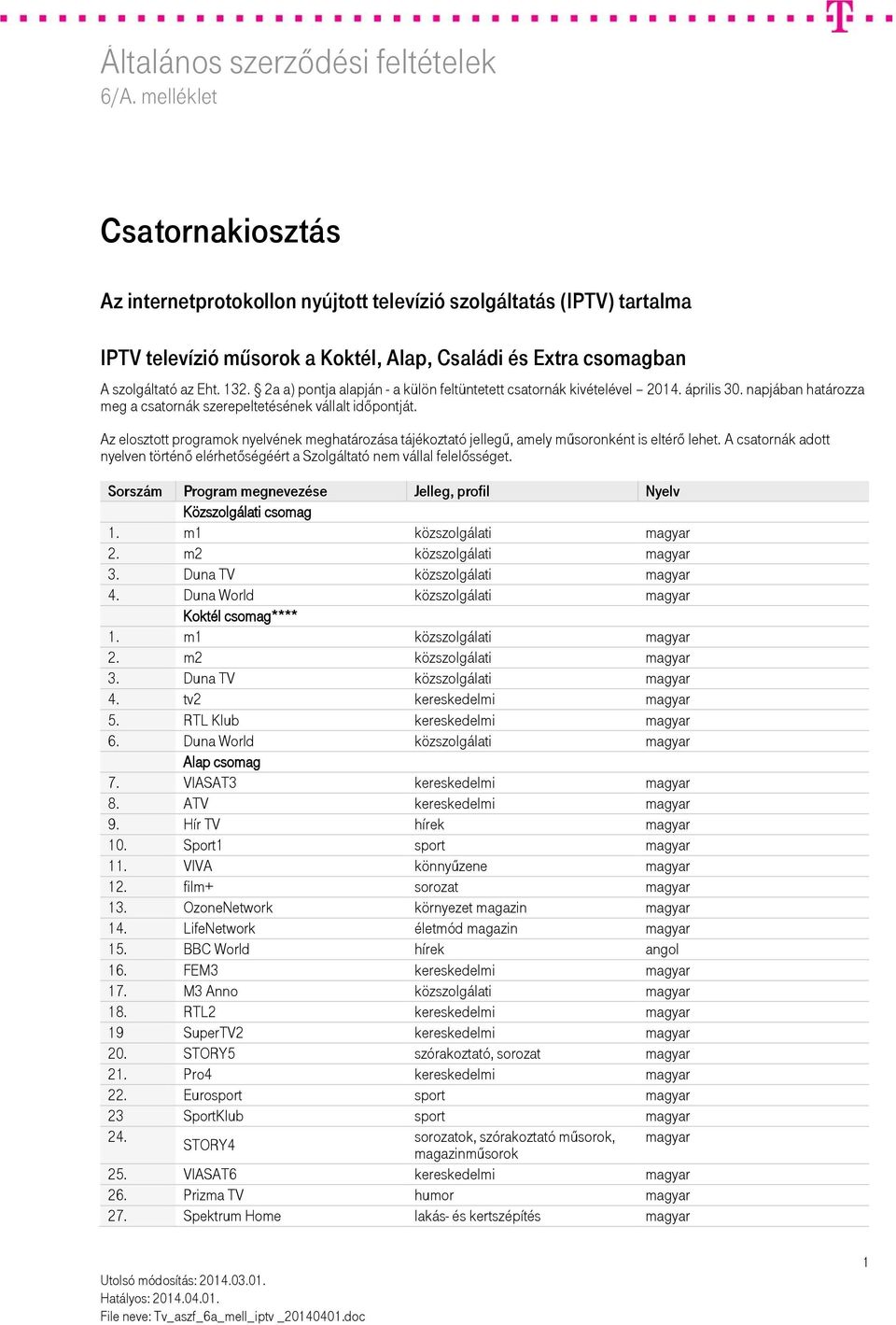 Az elosztott programok nyelvének meghatározása tájékoztató jellegű, amely műsoronként is eltérő lehet. A csatornák adott nyelven történő elérhetőségéért a Szolgáltató nem vállal felelősséget.