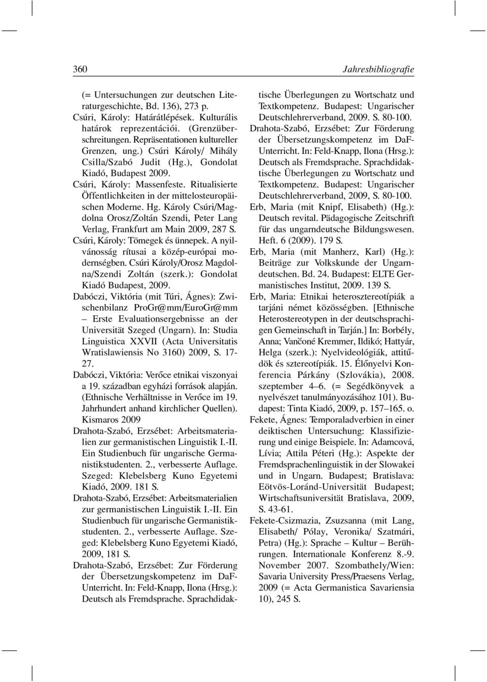Ritualisierte Öffentlichkeiten in der mittelosteuropäischen Moderne. Hg. Károly Csúri/Magdolna Orosz/Zoltán Szendi, Peter Lang Verlag, Frankfurt am Main 2009, 287 S. Csúri, Károly: Tömegek és ünnepek.