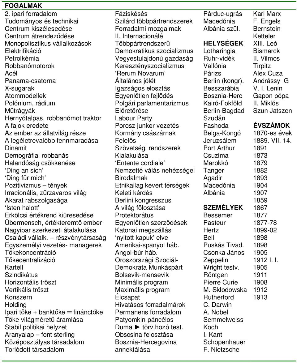 Leó Elektrifikáció Demokratikus szocializmus Lotharingia Bismarck Petrolkémia Vegyestulajdonú gazdaság Ruhr-vidék II.