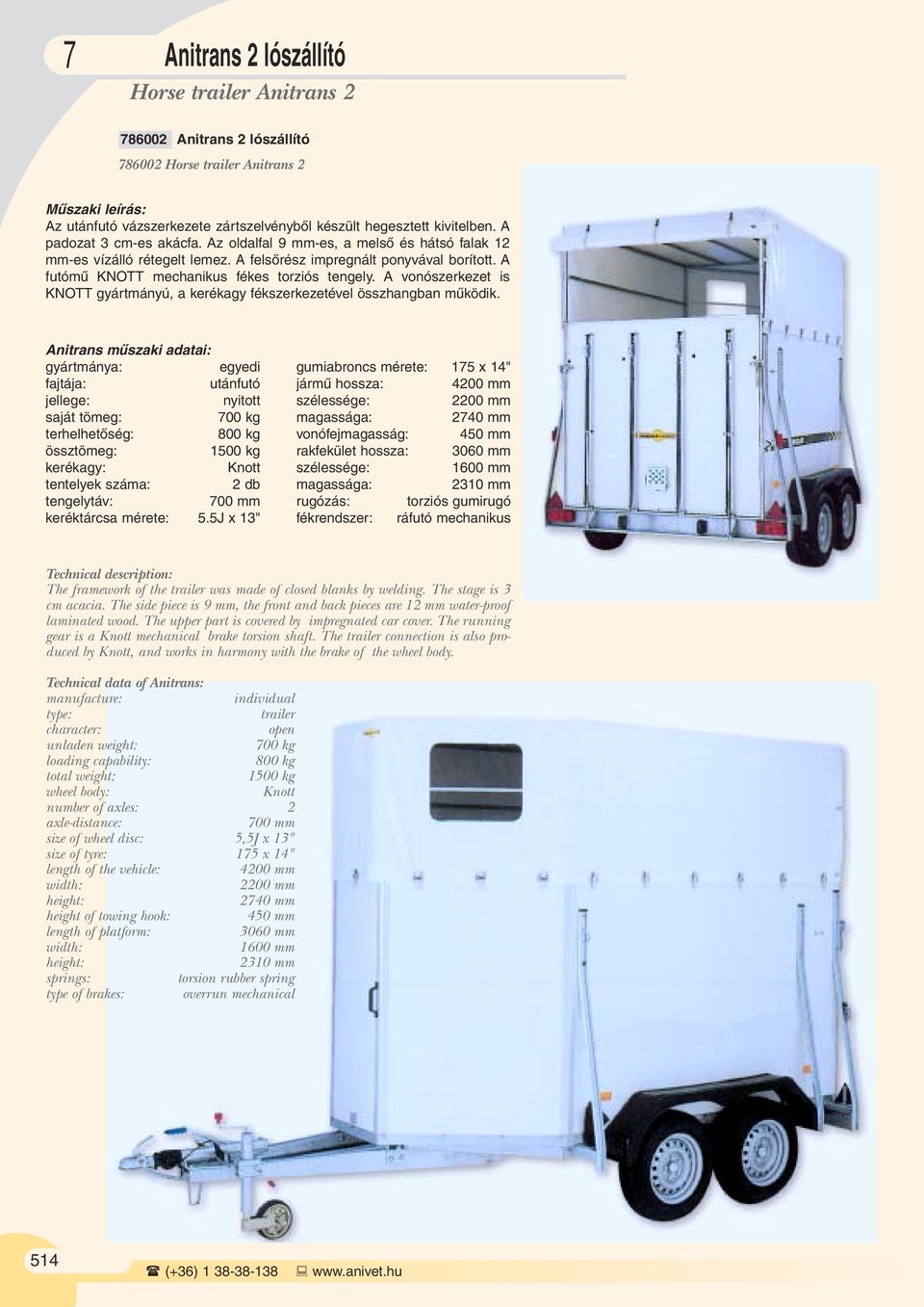 Anitrans 2 lószállító Horse trailer Anitrans 2 - PDF Ingyenes letöltés