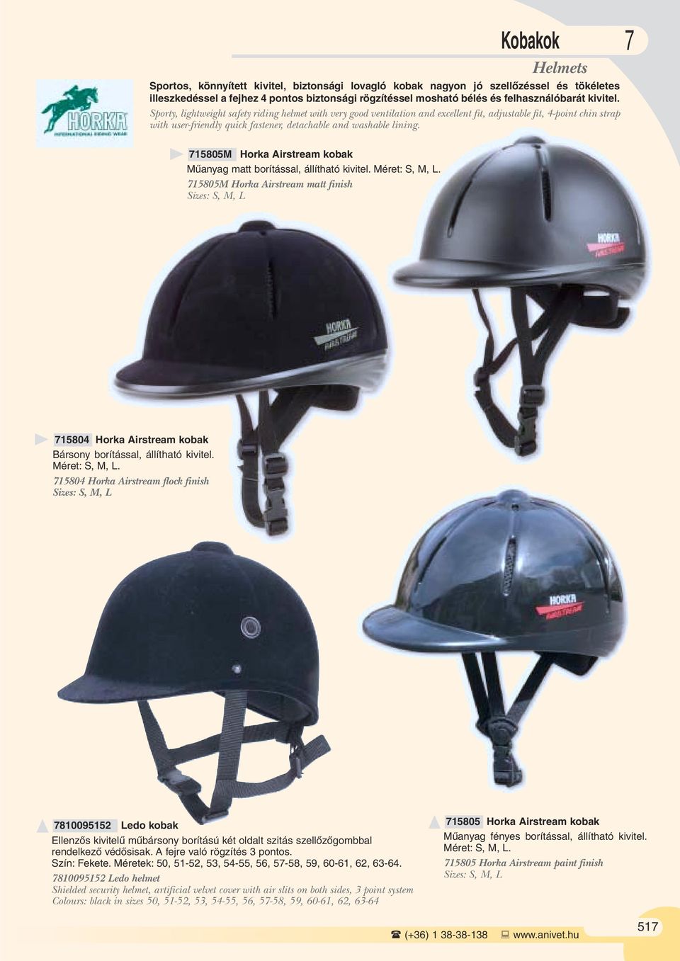 Horka helmets 715805M Horka Airstream kobak Mûanyag matt borítással, állítható kivitel. Méret: S, M, L.