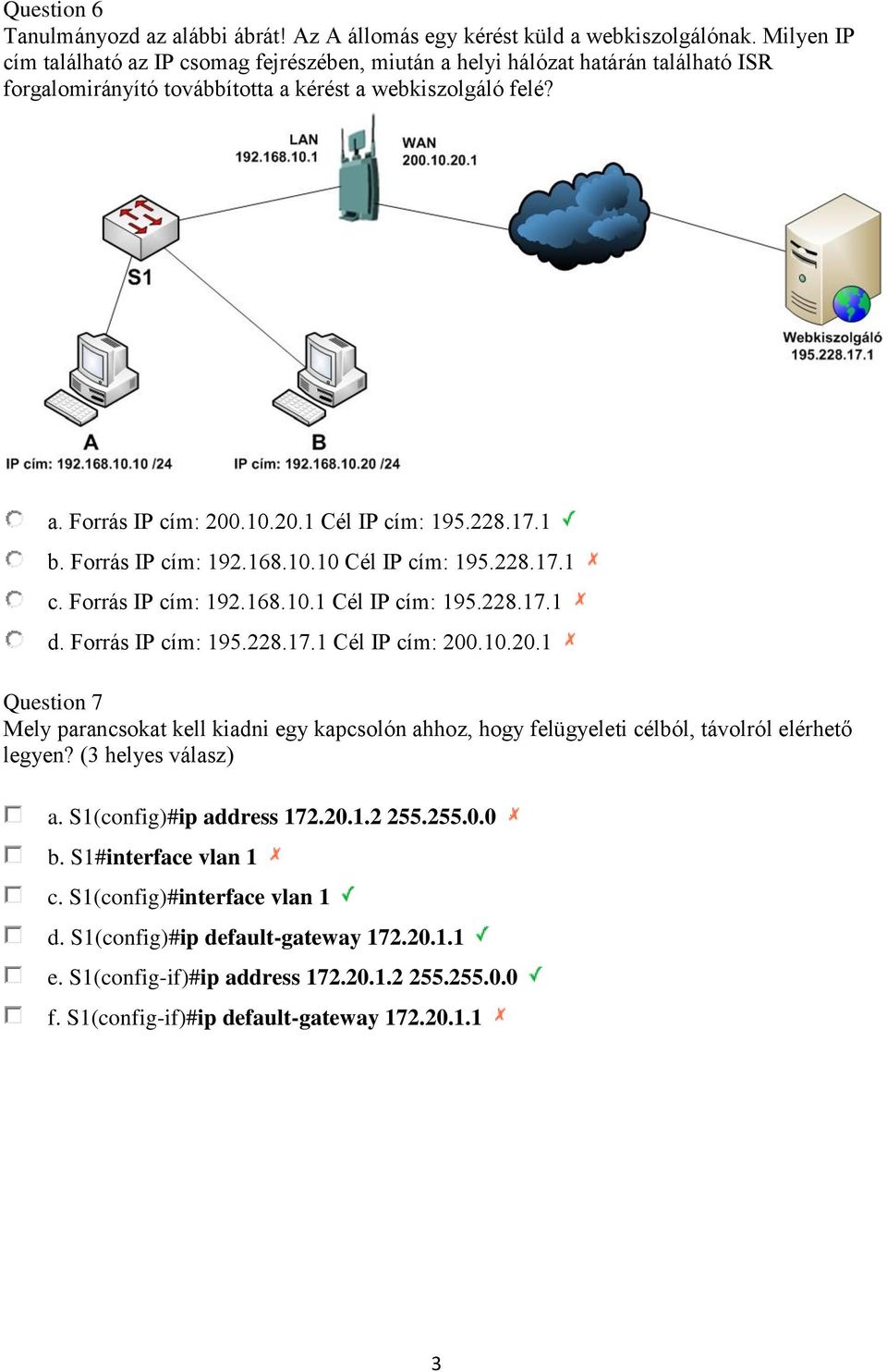 228.17.1 b. Forrás IP cím: 192.168.10.10 Cél IP cím: 195.228.17.1 c. Forrás IP cím: 192.168.10.1 Cél IP cím: 195.228.17.1 d. Forrás IP cím: 195.228.17.1 Cél IP cím: 200