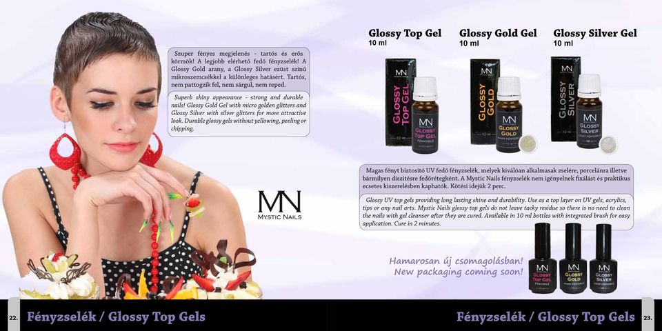 Glossy Gold Gel with micro golden glitters and Glossy Silver with silver glitters for more attractive look. Durable glossy gels without yellowing, peeling or chipping.