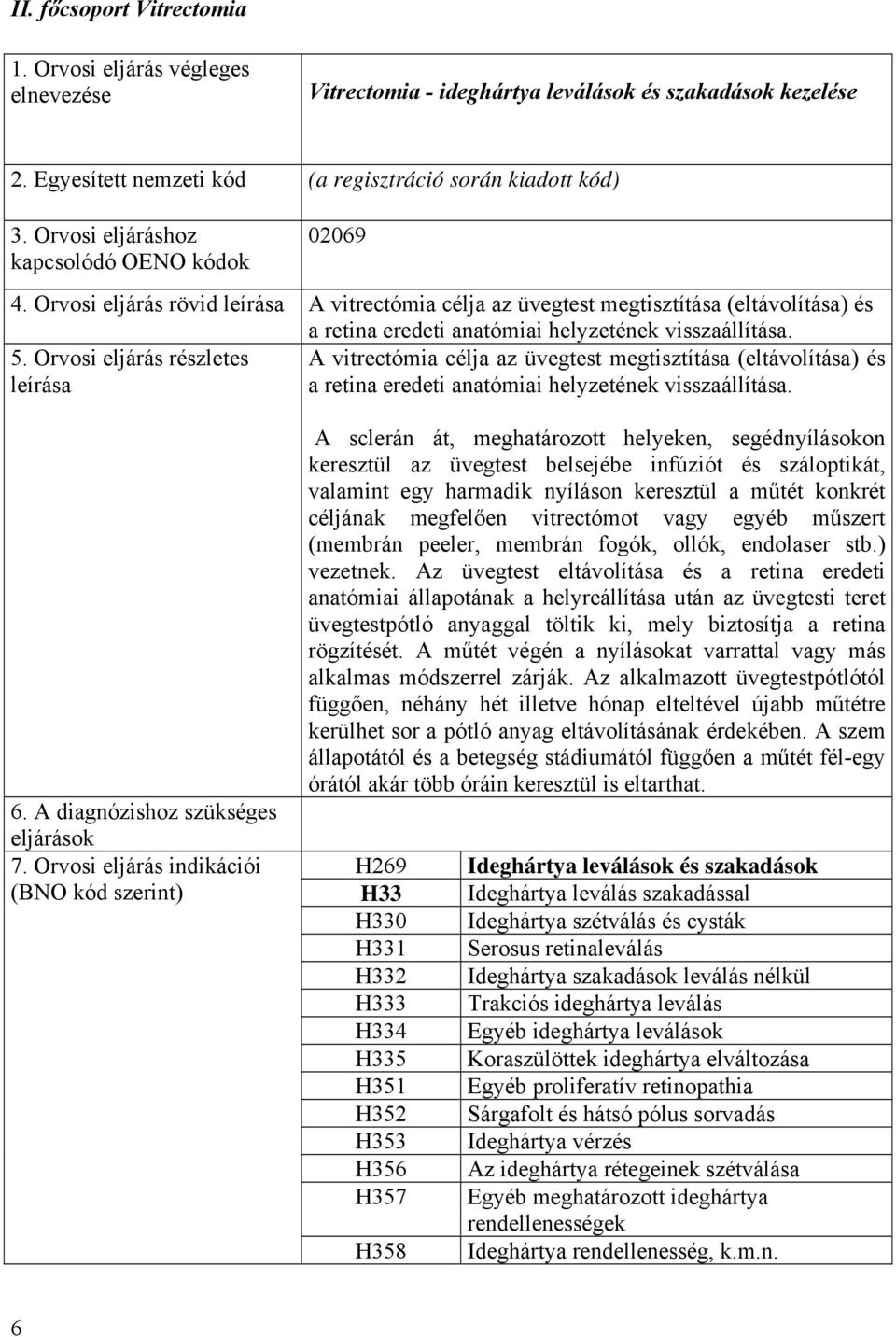 Orvosi eljárás részletes A vitrectómia célja az üvegtest megtisztítása (eltávolítása) és leírása a retina eredeti anatómiai helyzetének visszaállítása. 6. A diagnózishoz szükséges eljárások 7.