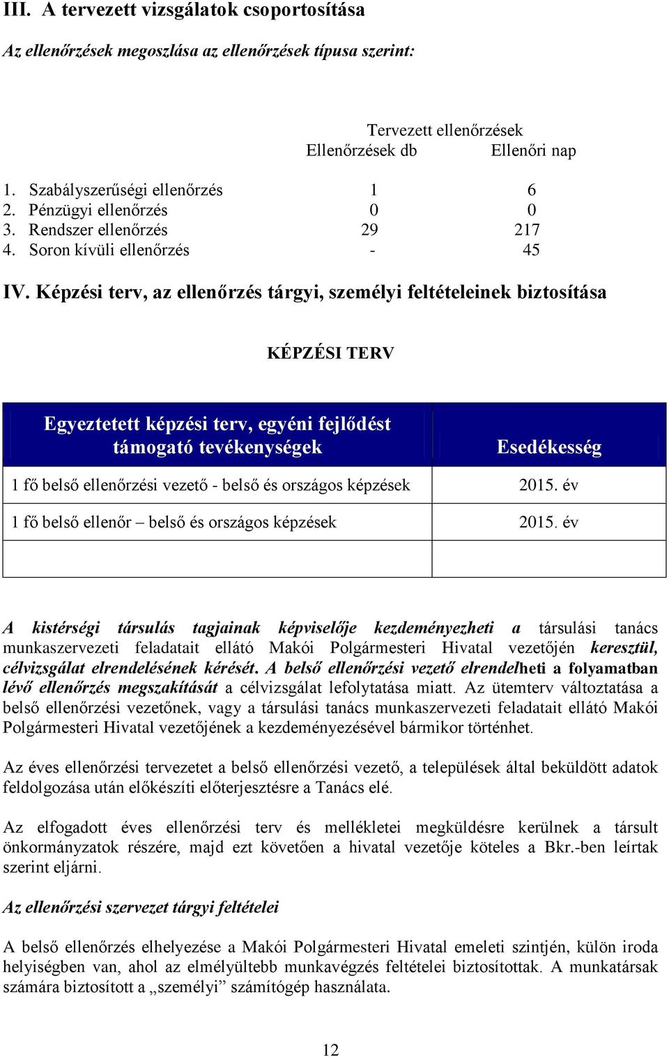 Képzési terv, az tárgyi, személyi feltételeinek biztosítása KÉPZÉSI TERV Egyeztetett képzési terv, egyéni fejlődést támogató tevékenységek Esedékesség 1 fő belső i vezető - belső és országos képzések