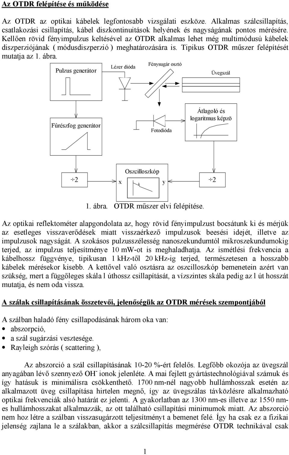 OTDR - Optical Time Domain Reflectometer MÉRÉSHEZ - PDF Ingyenes letöltés