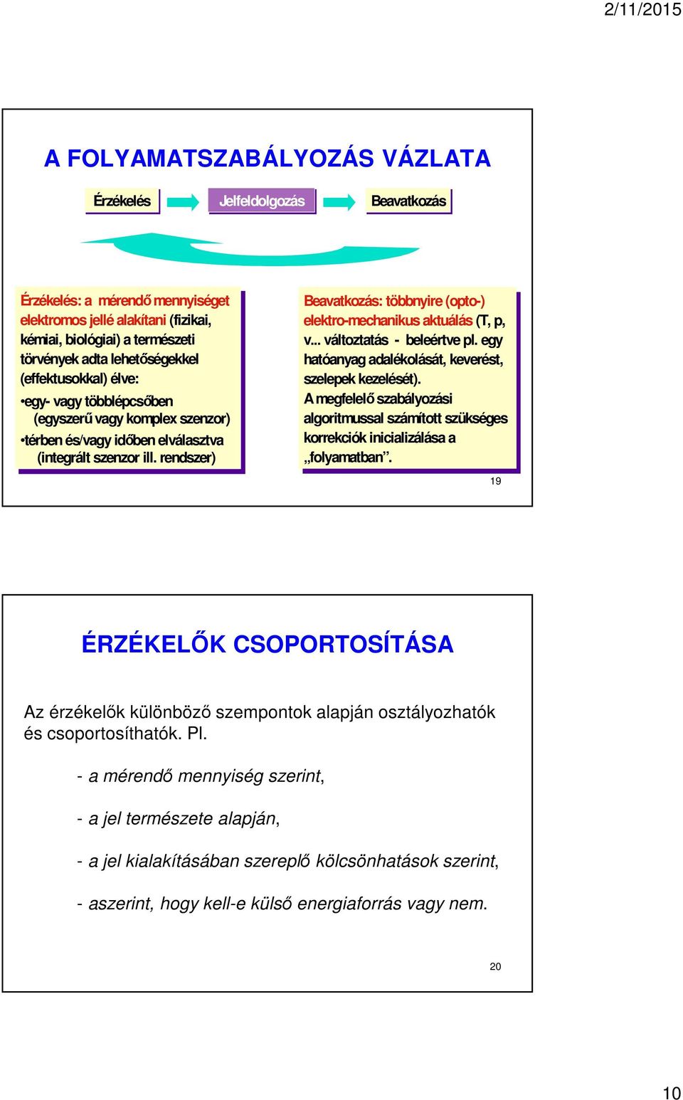 ill. rendszer) Beavatkozás: többnyire (opto-) (opto-) elektro-mechanikus aktuálás (T, (T, p, p, v... v... változtatás -- beleértve pl. pl. egy egy hatóanyag adalékolását, keverést, szelepek kezelését).
