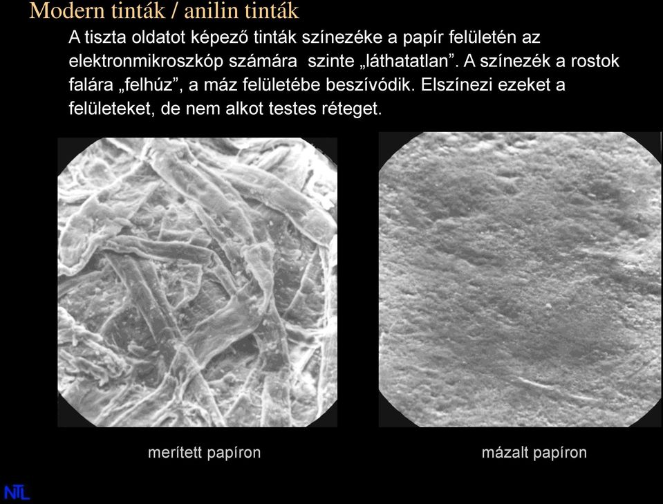 A színezék a rostok falára felhúz, a máz felületébe beszívódik.