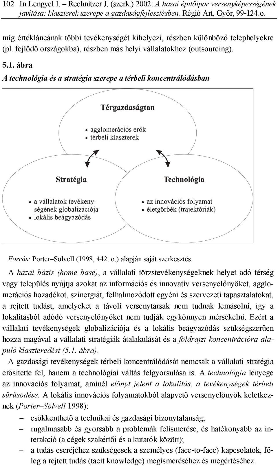 ábra A technológia és a stratégia szerepe a térbeli koncentrálódásban Forrás: Porter Sölvell (1998, 442. o.) alapján saját szerkesztés.