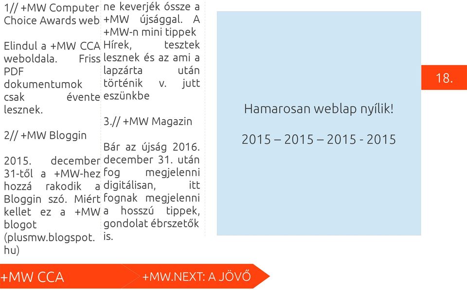 // +MW Magazin 2// +MW Bloggin Bár az újság 2016. 2015. december december 31.