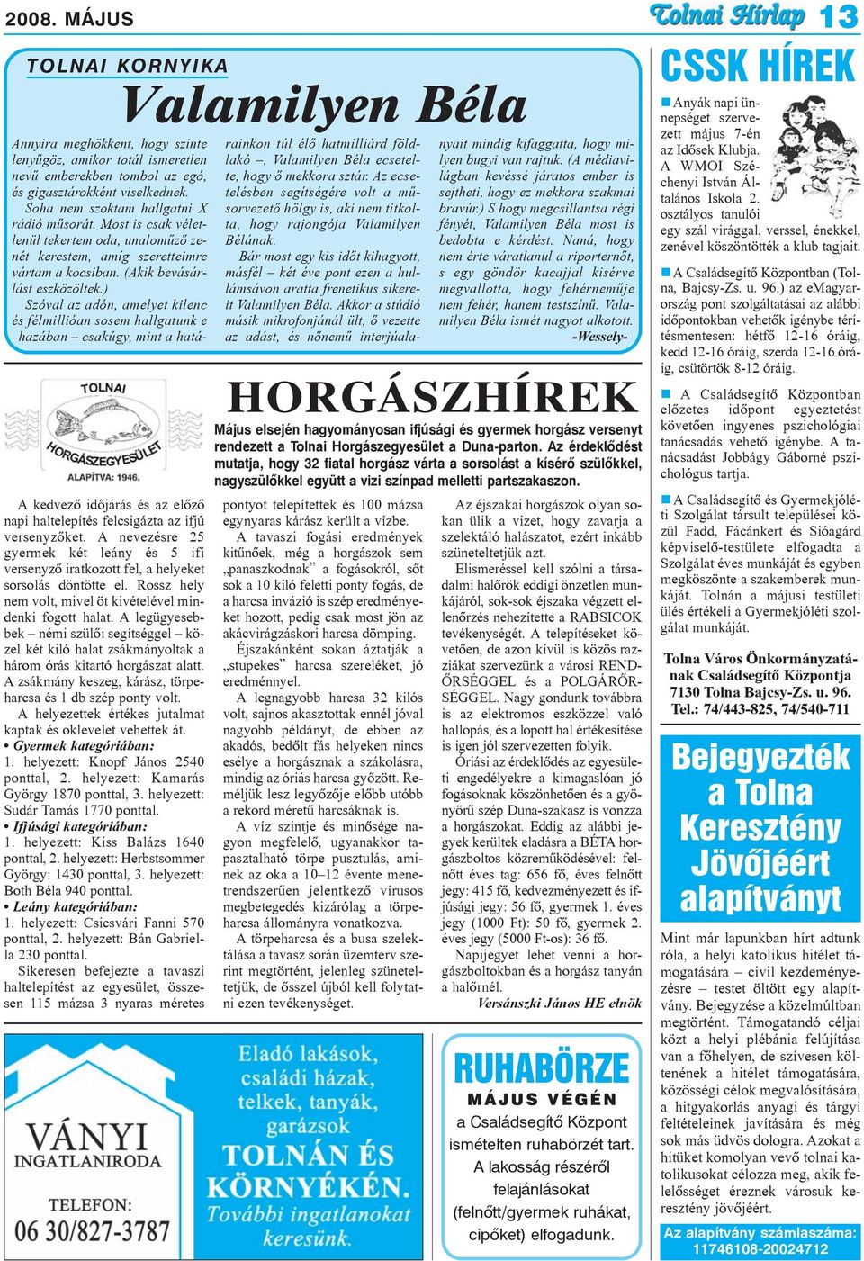 A legügyesebbek némi szülõi segítséggel közel két kiló halat zsákmányoltak a három órás kitartó horgászat alatt. A zsákmány keszeg, kárász, törpeharcsa és 1 db szép ponty volt.