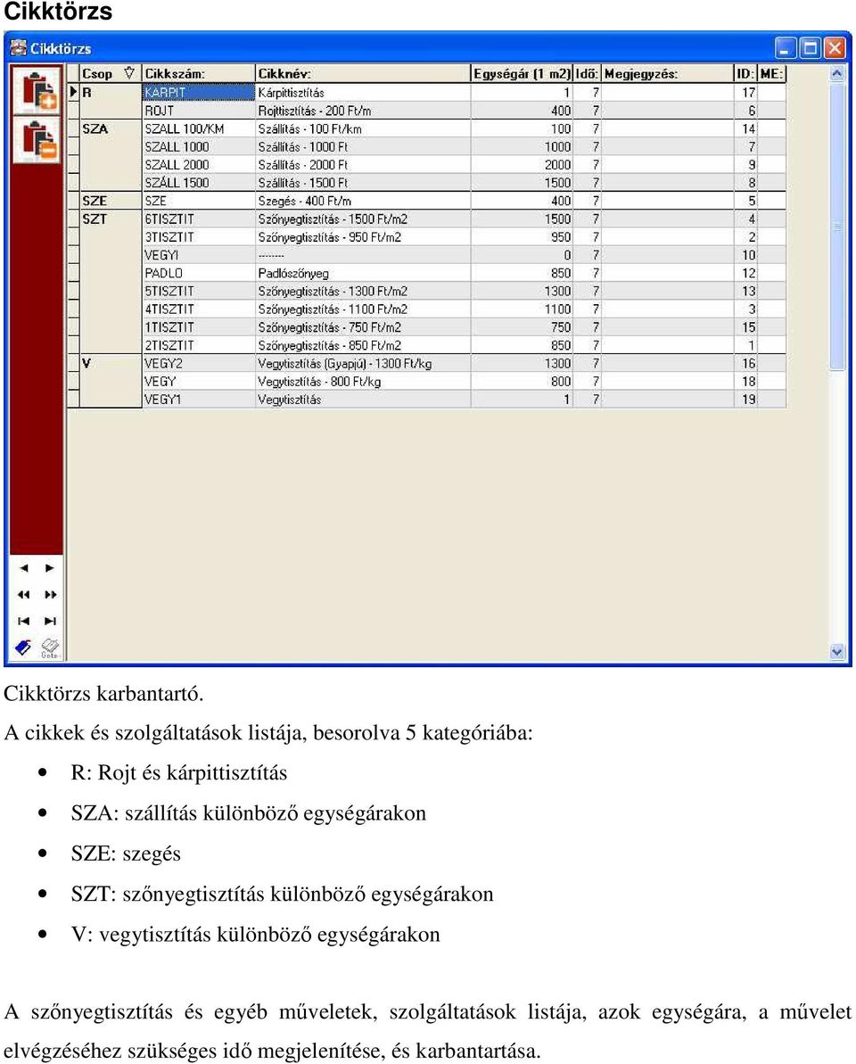 szállítás különbözı egységárakon SZE: szegés SZT: szınyegtisztítás különbözı egységárakon V: