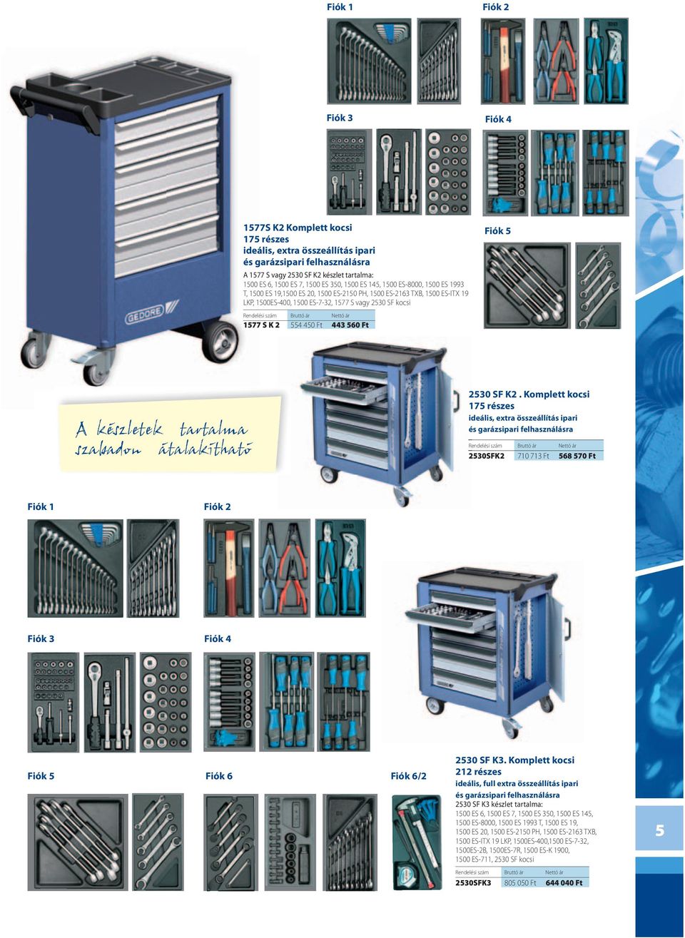 ár Nettó ár 1577 S K 2 554 450 Ft 443 560 Ft Fiók 5 A készletek tartalma szabadon átalakítható 2530 SF K2.