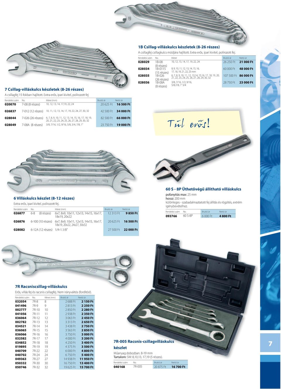 028044 7-026 (26 részes) 6, 7, 8, 9, 10, 11, 12, 13, 14, 15, 16, 17, 18, 19, 82 500 Ft 66 000 Ft 20, 21, 22, 23, 24, 25, 26, 27, 28, 29, 30, 32 028049 7-08A (8 részes) 3/8, 7/16, 1/2, 9/16, 5/8, 3/4,