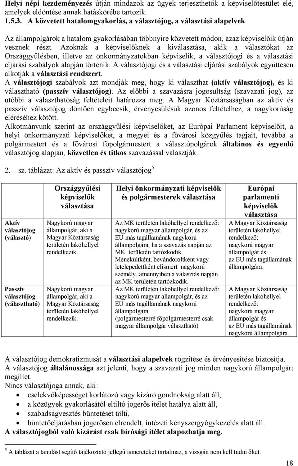 Azoknak a képviselőknek a kiválasztása, akik a választókat az Országgyűlésben, illetve az önkormányzatokban képviselik, a választójogi és a választási eljárási szabályok alapján történik.