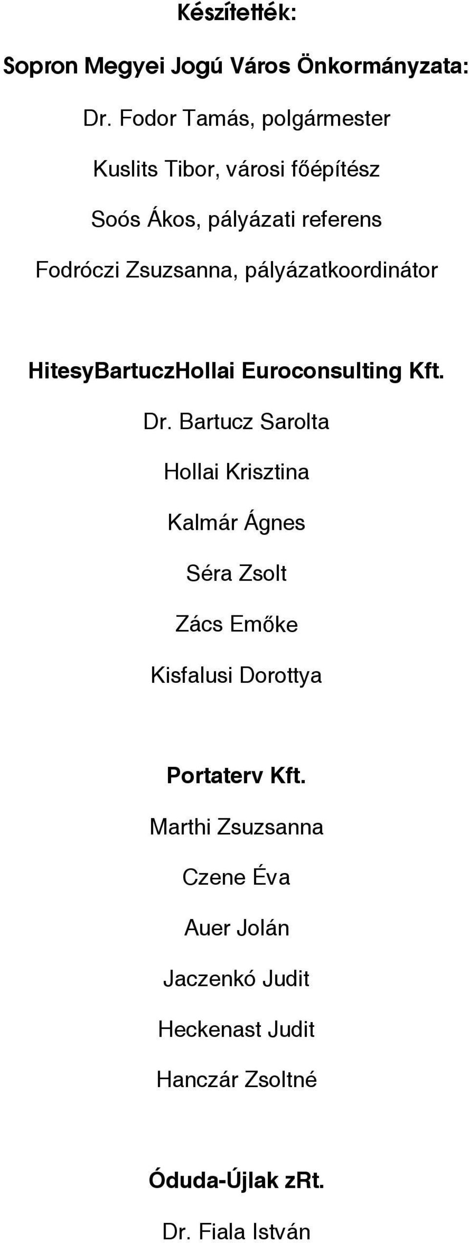 pályázatkoordinátor HitesyBartuczHollai Euroconsulting Kft. Dr.
