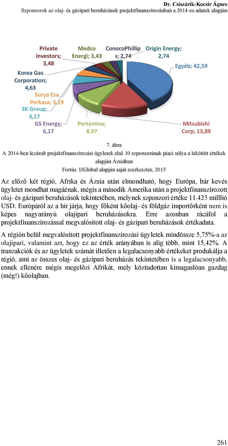 ábra A 2014-ben lezárult projektfinanszírozási ügyletek első 10 szponzorának piaci súlya a lekötött értékek alapján Ázsiában Az előző két régió, Afrika és Ázsia után elmondható, hogy Európa, bár