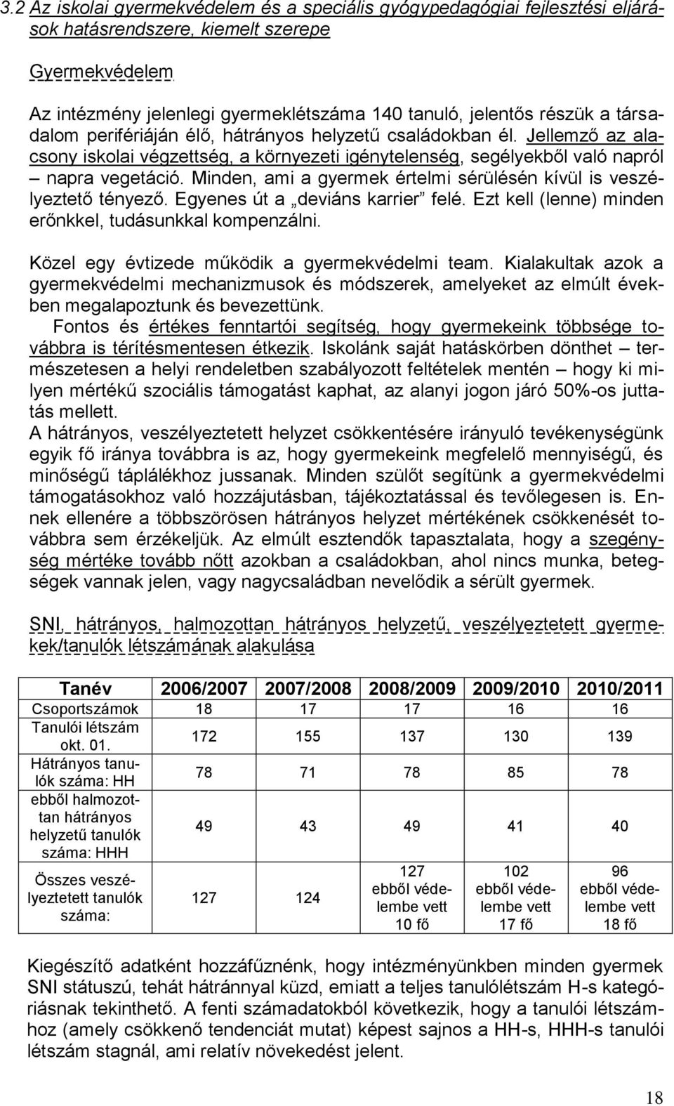 Minden, ami a gyermek értelmi sérülésén kívül is veszélyeztető tényező. Egyenes út a deviáns karrier felé. Ezt kell (lenne) minden erőnkkel, tudásunkkal kompenzálni.