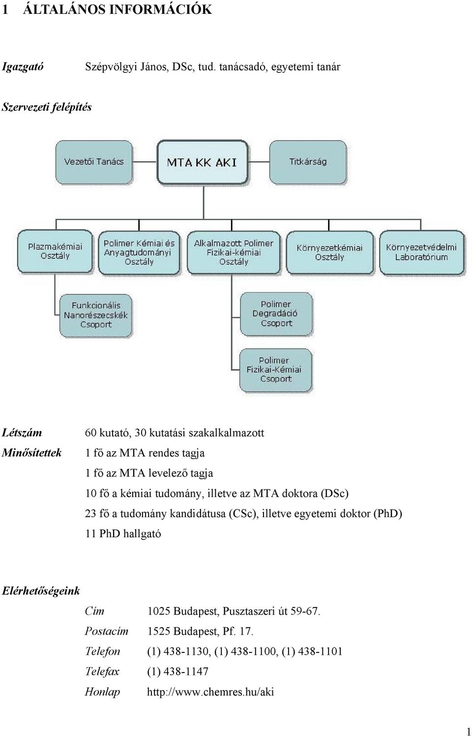 az MTA levelező tagja 10 fő a kémiai tudomány, illetve az MTA doktora (DSc) 23 fő a tudomány kandidátusa (CSc), illetve egyetemi doktor