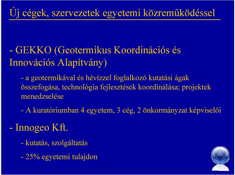 összefogása, technológia fejlesztések koordinálása; projektek menedzselése - A