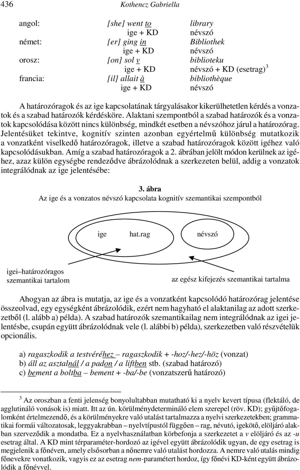 Alaktani szempontból a szabad határozók és a vonzatok kapcsolódása között nincs különbség, mindkét esetben a névszóhoz járul a határozórag.