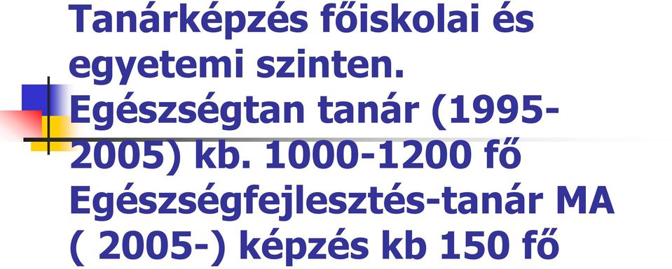 Egészségtan tanár (1995-2005) kb.