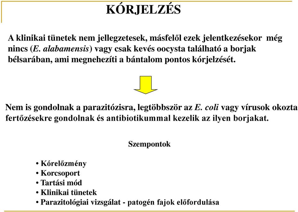 parazitózisra, legtöbbször az E coli vagy vírusok okozta fertőzésekre gondolnak és antibiotikummal kezelik az ilyen