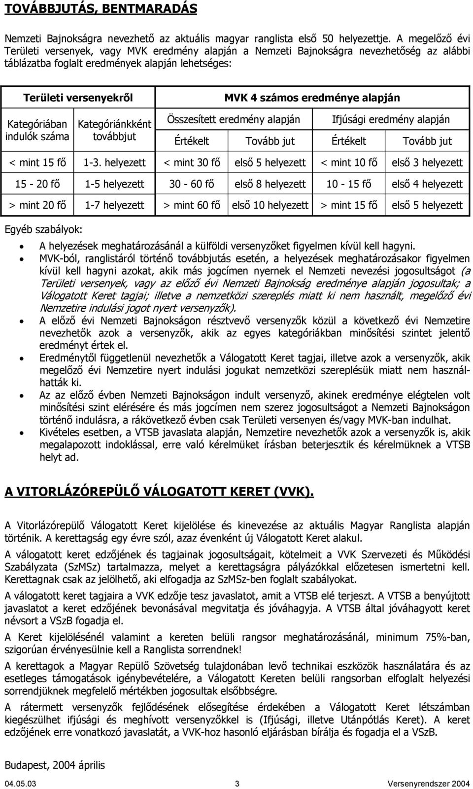 eredménye alapján Kategóriában indulók száma Kategóriánkként továbbjut Összesített eredmény alapján Ifjúsági eredmény alapján Értékelt Tovább jut Értékelt Tovább jut < mint 15 fő 1-3.
