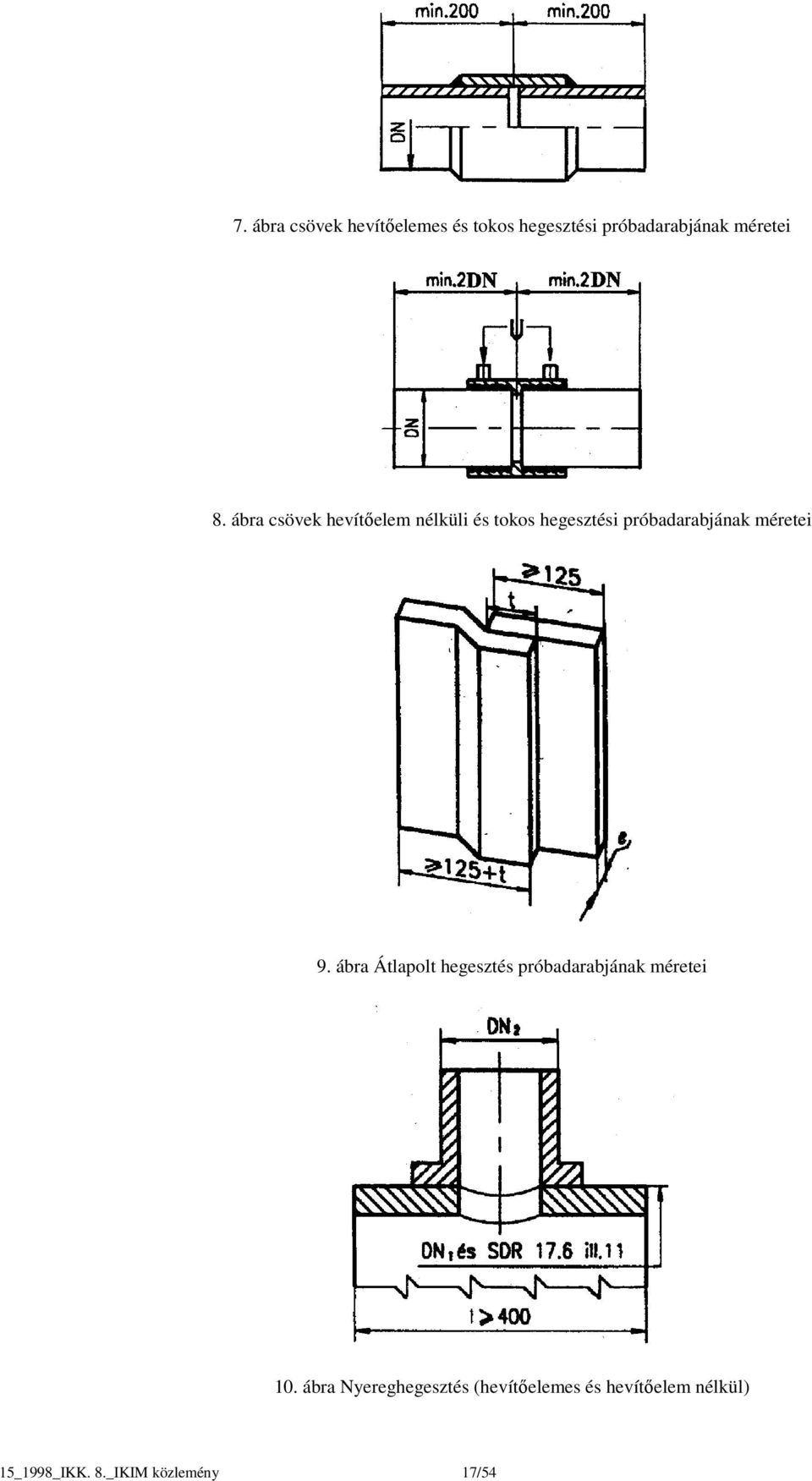 9. ábra Átlapolt hegesztés próbadarabjának méretei 10.