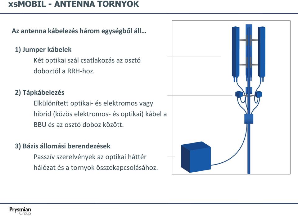 2) Tápkábelezés Elkülönített optikai- és elektromos vagy hibrid (közös elektromos- és optikai)