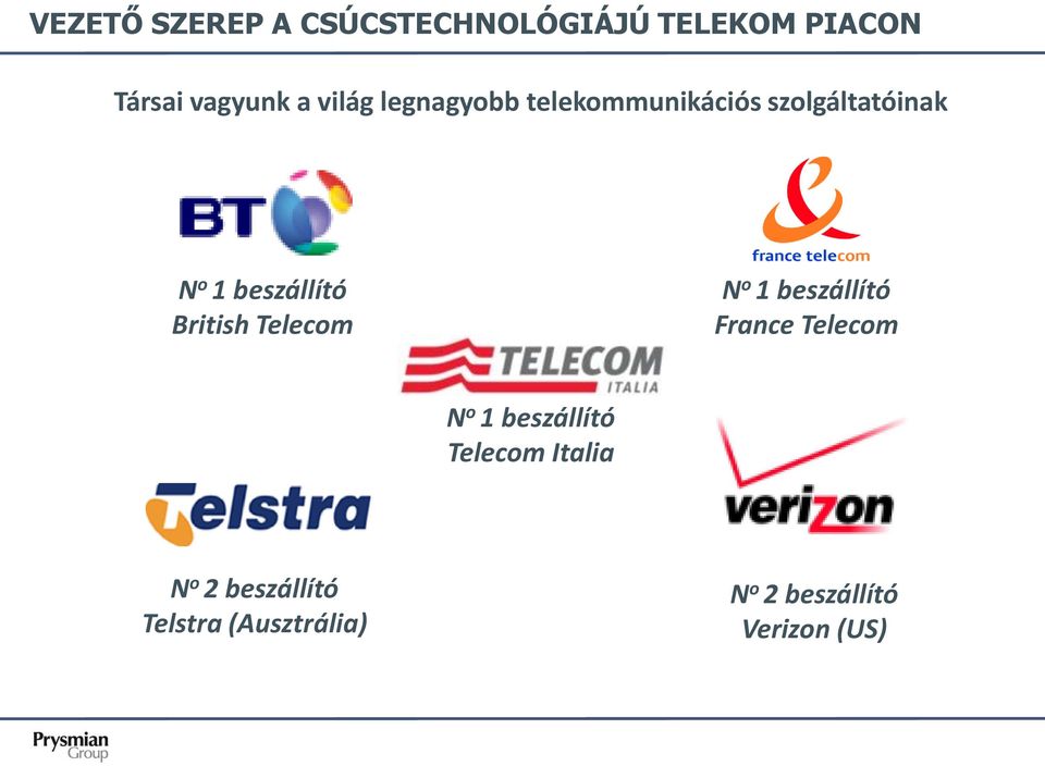 British Telecom N o 1 beszállító France Telecom N o 1 beszállító