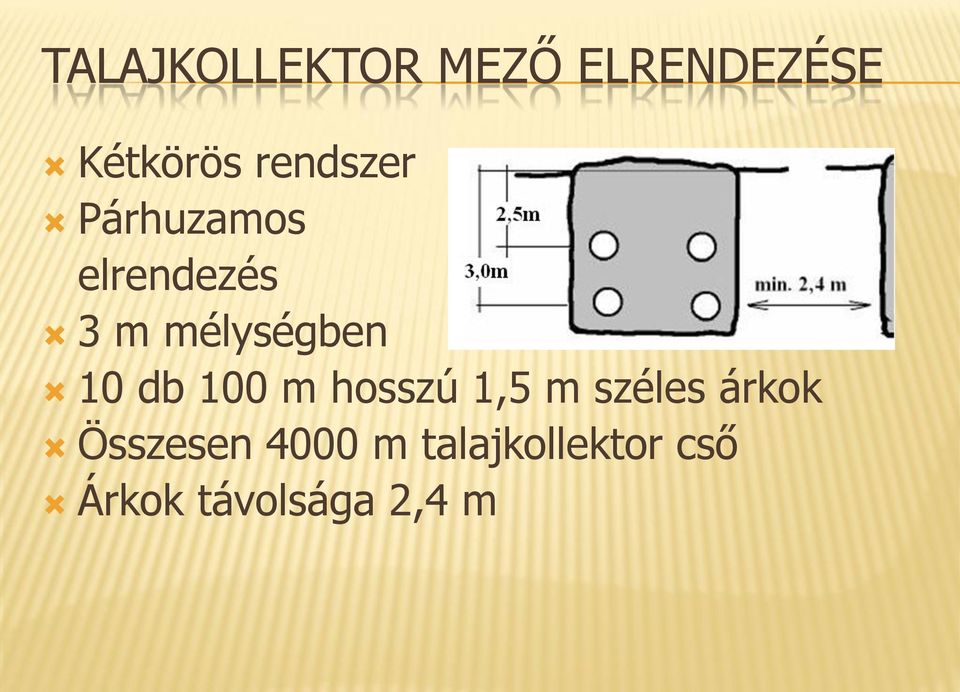 10 db 100 m hosszú 1,5 m széles árkok