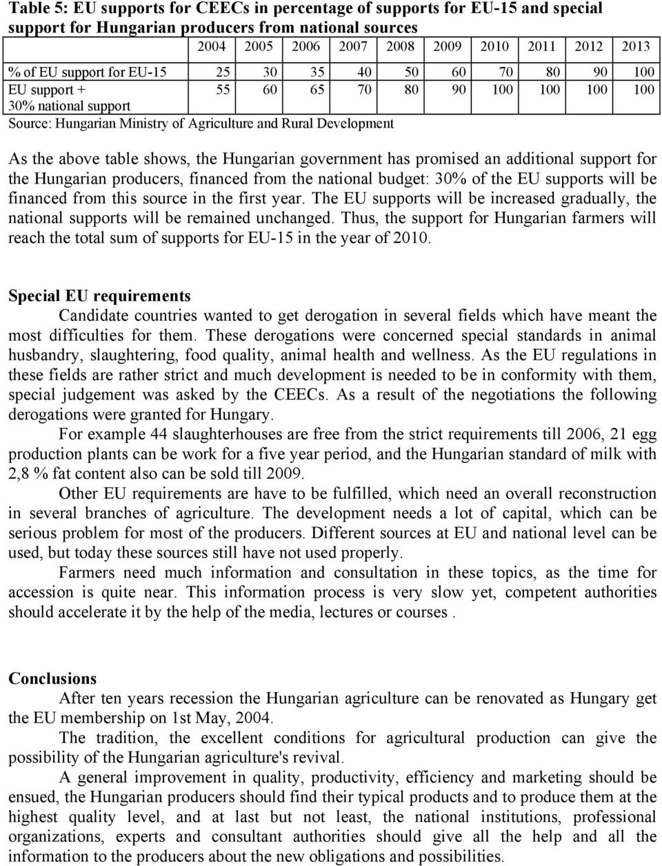 the Hungarian government has promised an additional support for the Hungarian producers, financed from the national budget: 30% of the EU supports will be financed from this source in the first year.