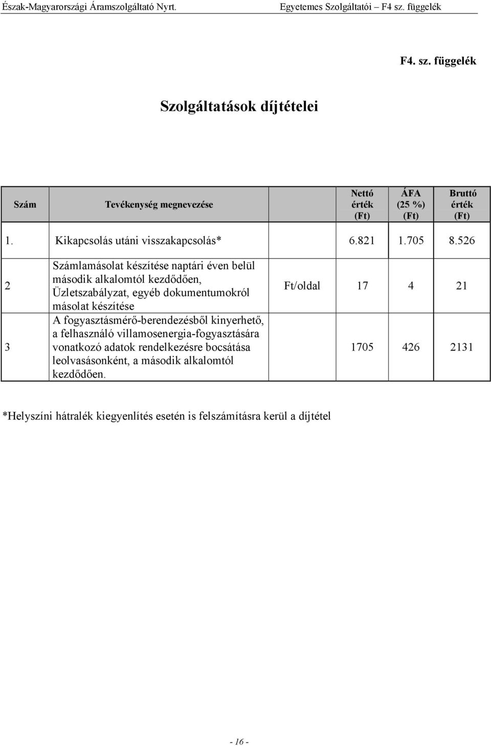 526 2 3 Számlamásolat készítése naptári éven belül második alkalomtól kezdıdıen, Üzletszabályzat, egyéb dokumentumokról másolat készítése A