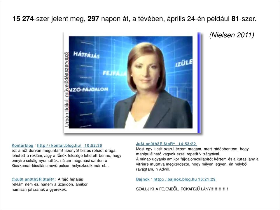 .. @Ju$t an0th3r $tar^: A fájó fejfájás reklám nem ez, hanem a Szaridon, amikor hamisan játszanak a gyerekek.