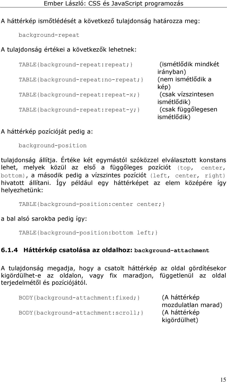 pozícióját pedig a: background-position tulajdonság állítja.